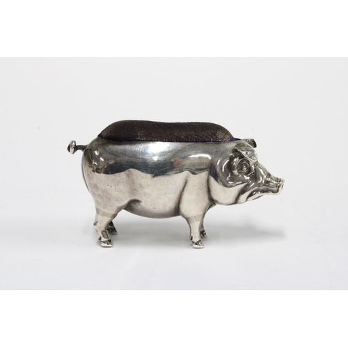 62 - Edwardian silver pig pin cushion, by Adie and Lovekin Ltd., Birmingham 1906, 4.5cm