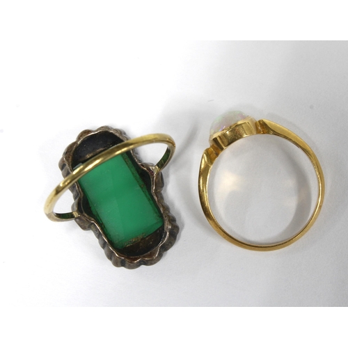 12 - 18ct gold opal ring and a 9ct gold dress ring (2)