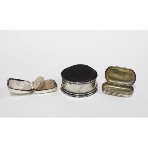 40 - Georgian silver gilt snuff box, Birmingham silver pin cushion and a silver plated ring box (3)