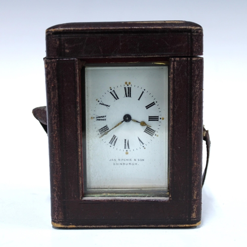 Jas Ritchie & Son Edinburgh brass and glass carriage clock, 12cm ...