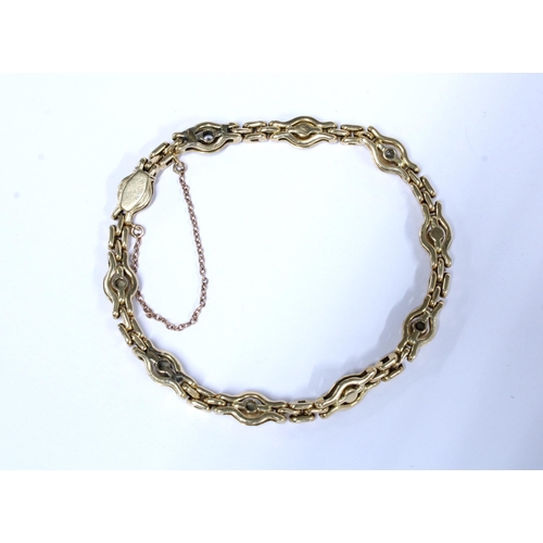 24 - 15ct gold gemset bracelet, clasp stamped 15C