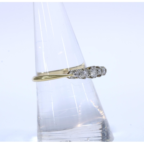3 - Early 20th century five stone diamond ring, stamped 18ct & PT, inner band engraved with initials and... 