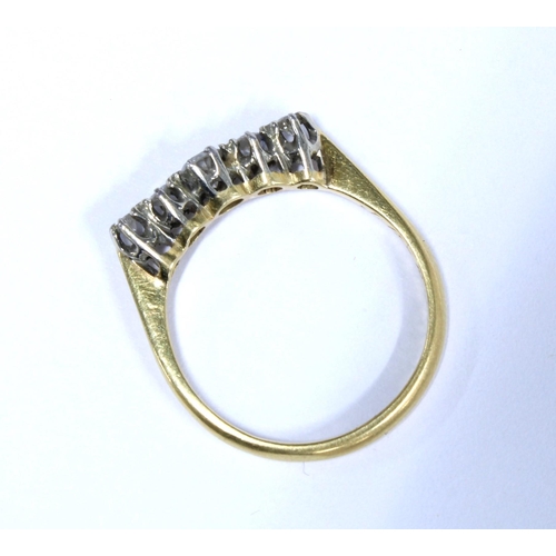 3 - Early 20th century five stone diamond ring, stamped 18ct & PT, inner band engraved with initials and... 