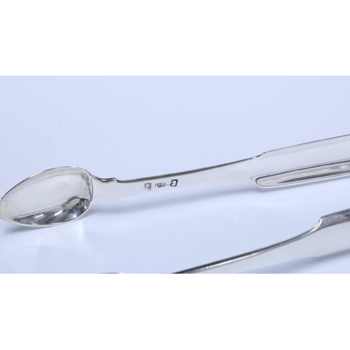 37 - Scottish Provincial silver sugar tongs, fiddle pattern with long concave arms and arch, David Gray, ... 