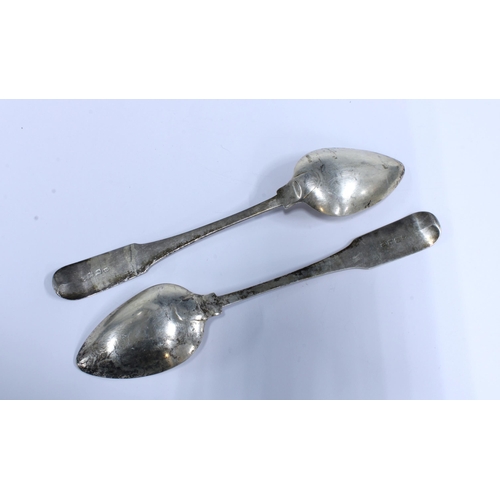 53 - A pair of Scottish Provincial silver table spoons, Joseph Pearson, Dumfries, c1800, IP, fouled ancho... 