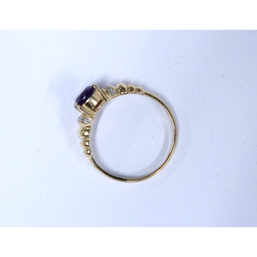 8 - 14ct gold amethyst and diamond dress ring, stamped 585