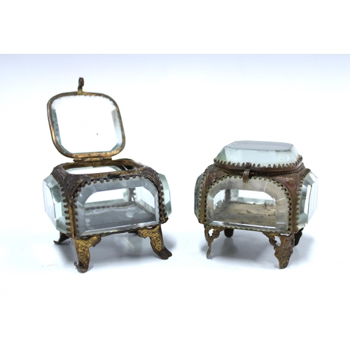 Two 19th century French glass and brass mounted boxes, 7cm, together a ...