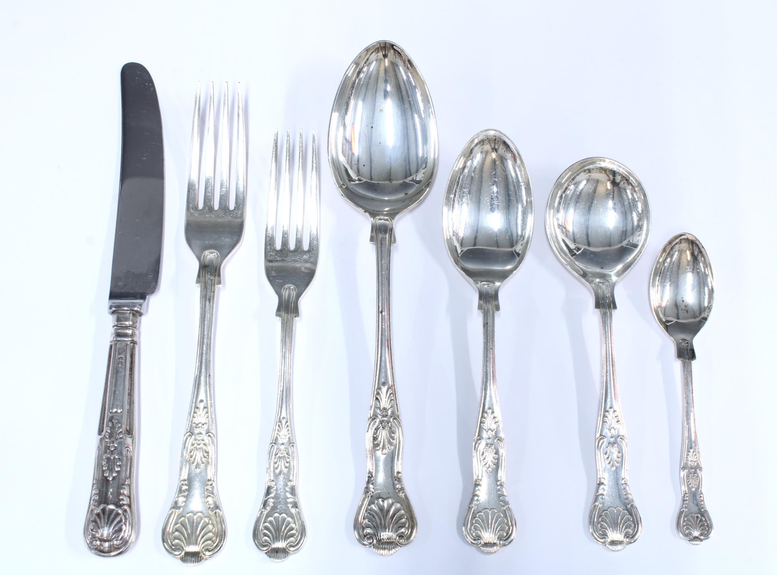 A suite of Queens pattern silver cutlery, Sheffield 1982, six place ...
