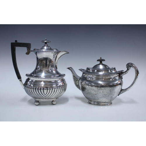 A quantity of silver plate, including tea and coffee pots, serving ...