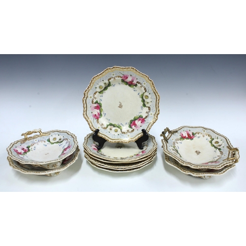 19th century Rockingham style dessert service, comprising a set of six ...