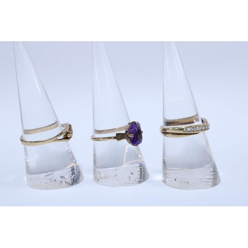 35 - Three 9ct gold gemset dress rings (3)