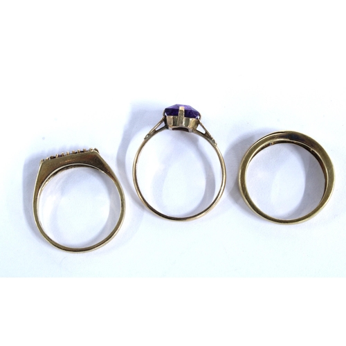 35 - Three 9ct gold gemset dress rings (3)