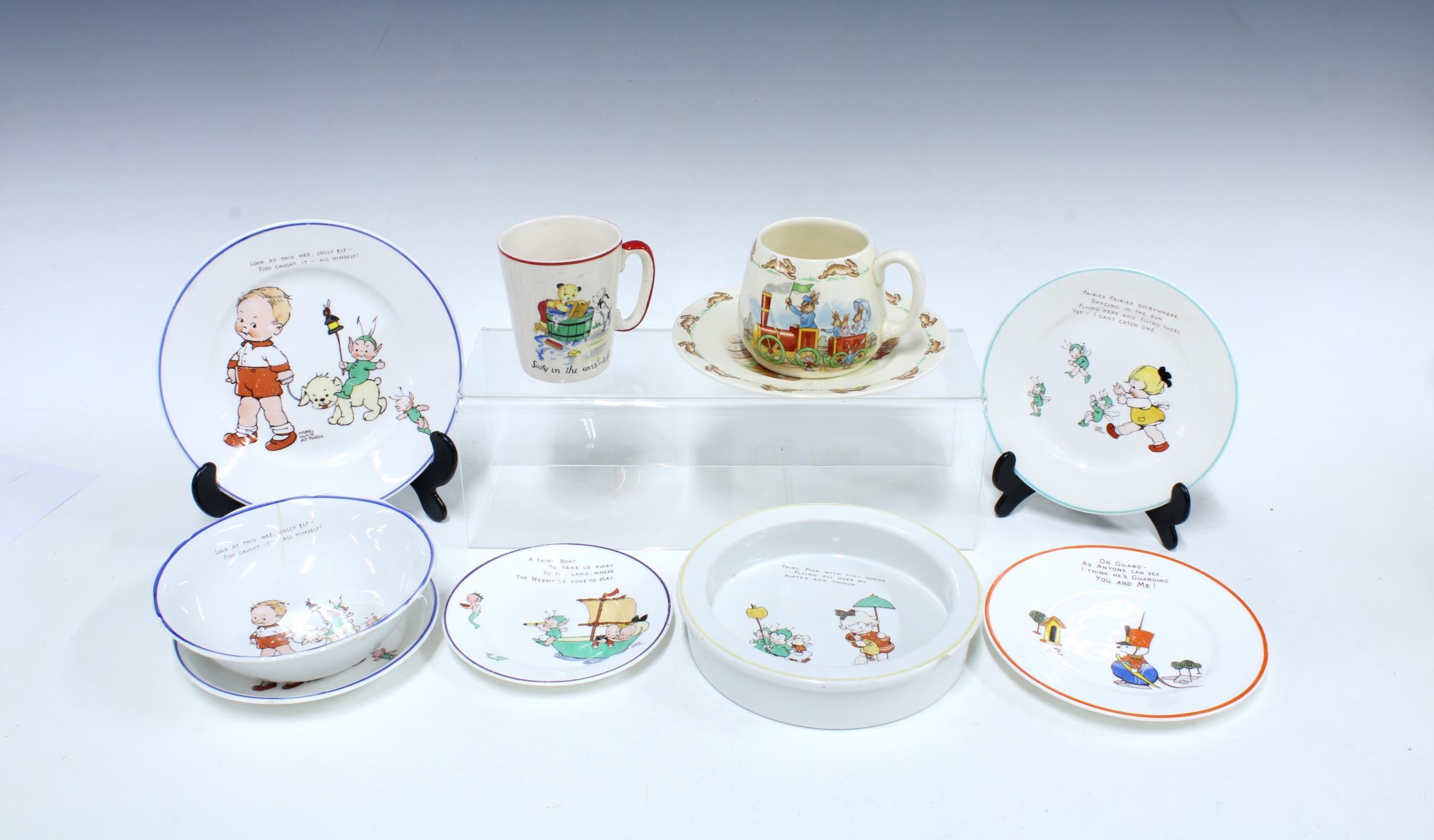 Collection of children's Nursery ware pottery and porcelain, including ...