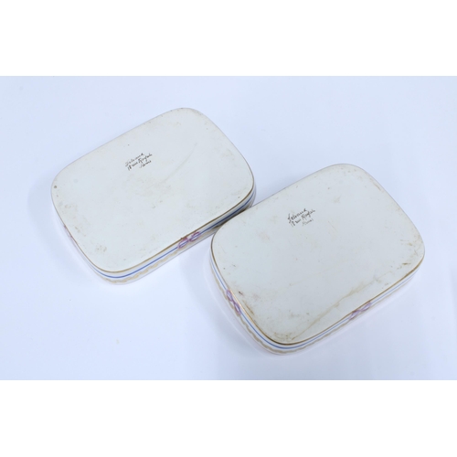 131 - Pair of Maison Delvaux of Paris porcelain floral and gilt decorated rectangular dishes, 14 x 11cm (2... 