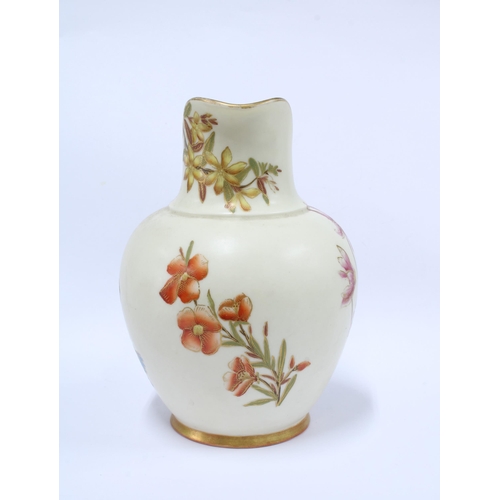 132 - Royal Worcester blush ivory floral jug Reg No. 29115, puce mark, 14cm