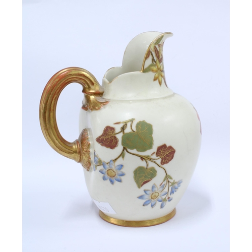 132 - Royal Worcester blush ivory floral jug Reg No. 29115, puce mark, 14cm