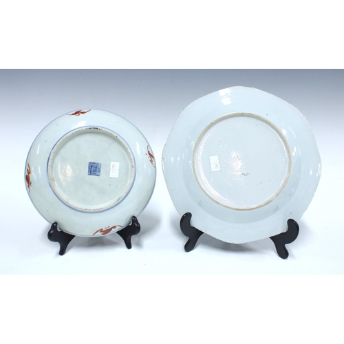 148 - 18th century Chinese Export octagonal plate, 23cm together with a Chinese famille verte plate a/f wi... 