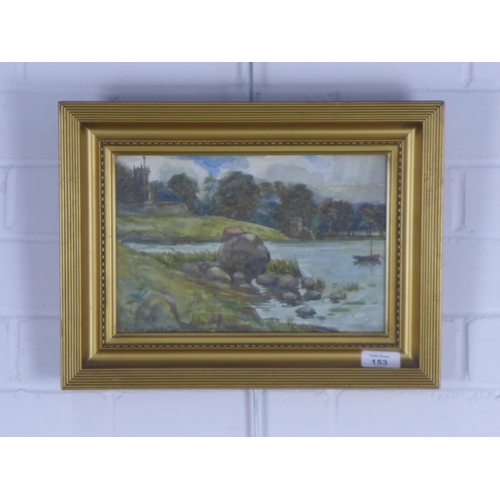153 - DAVID COWAN DOBSON (SCOTTISH 1894 - 1980), DUDDINGSTON LOCH, watercolour, signed, framed under glass... 