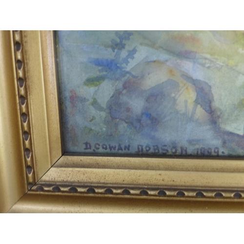 153 - DAVID COWAN DOBSON (SCOTTISH 1894 - 1980), DUDDINGSTON LOCH, watercolour, signed, framed under glass... 