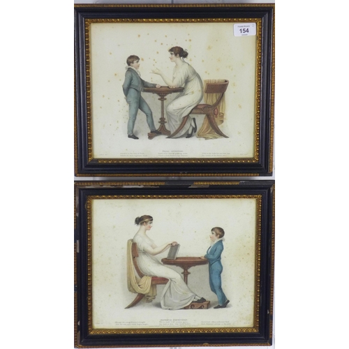 154 - Maternal Instruction & Filial Attention, two 19th century prints, in hogarth glazed frames, 35 x 30c... 