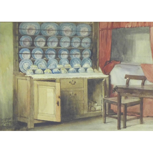 155 - JOHN BLAIR (SCOTTISH 1850 - 1934), INTERIOR AT LAUDER, watercolour, signed and titled, framed under ... 