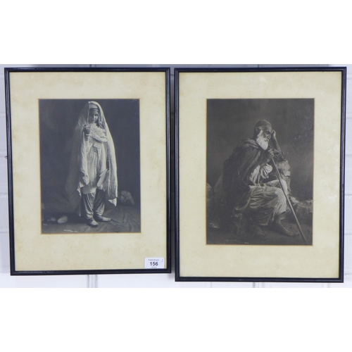 156 - R. HOLMES, two photographic prints to include Parthan Woman and a Parthen man, India, framed under g... 
