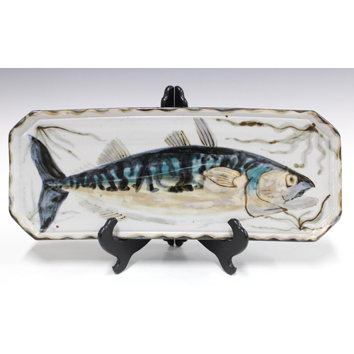 341 - Highland Stoneware handpainted pottery fish tray platter, 43 x 17cm