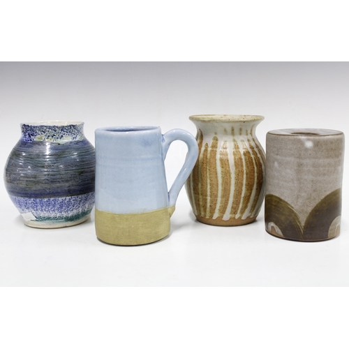 342 - Four pieces of studio pottery, including a Cladach Isle of Arran vase, two other vases and a jug, ta... 