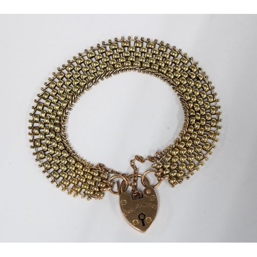 76 - Gate link bracelet with heart padlock inscribed 25th Dec 1920