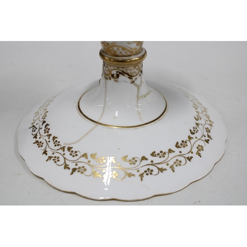 449 - English porcelain dessert service with landscape patterns, to include plates, tazza and comport, (14... 