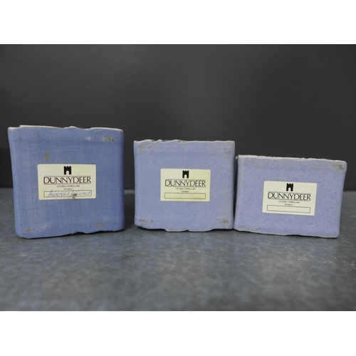 451 - Duncan Hood Dunnydeer studio pottery landscape and sea textured vases, tallest 12cm, together with t... 