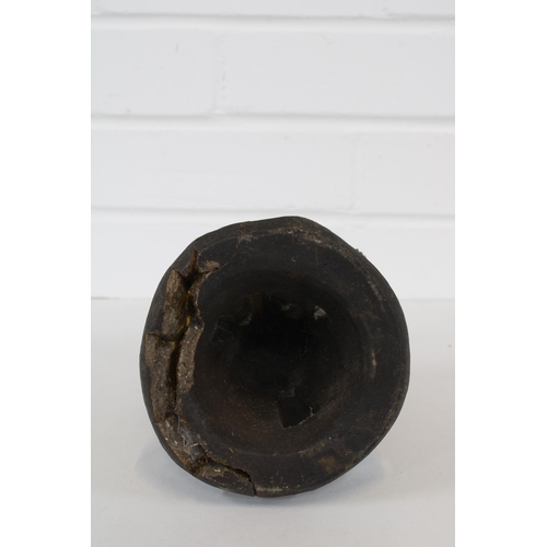 469 - African pottery breastfeeding figure, 23cm, a/f with losses and repairs