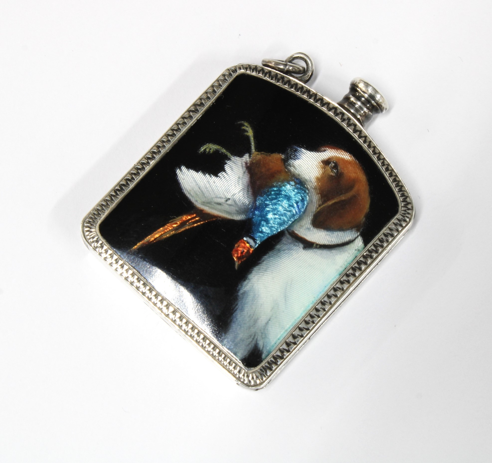 Continental silver and enamel everlasting match striker with guilloche ...