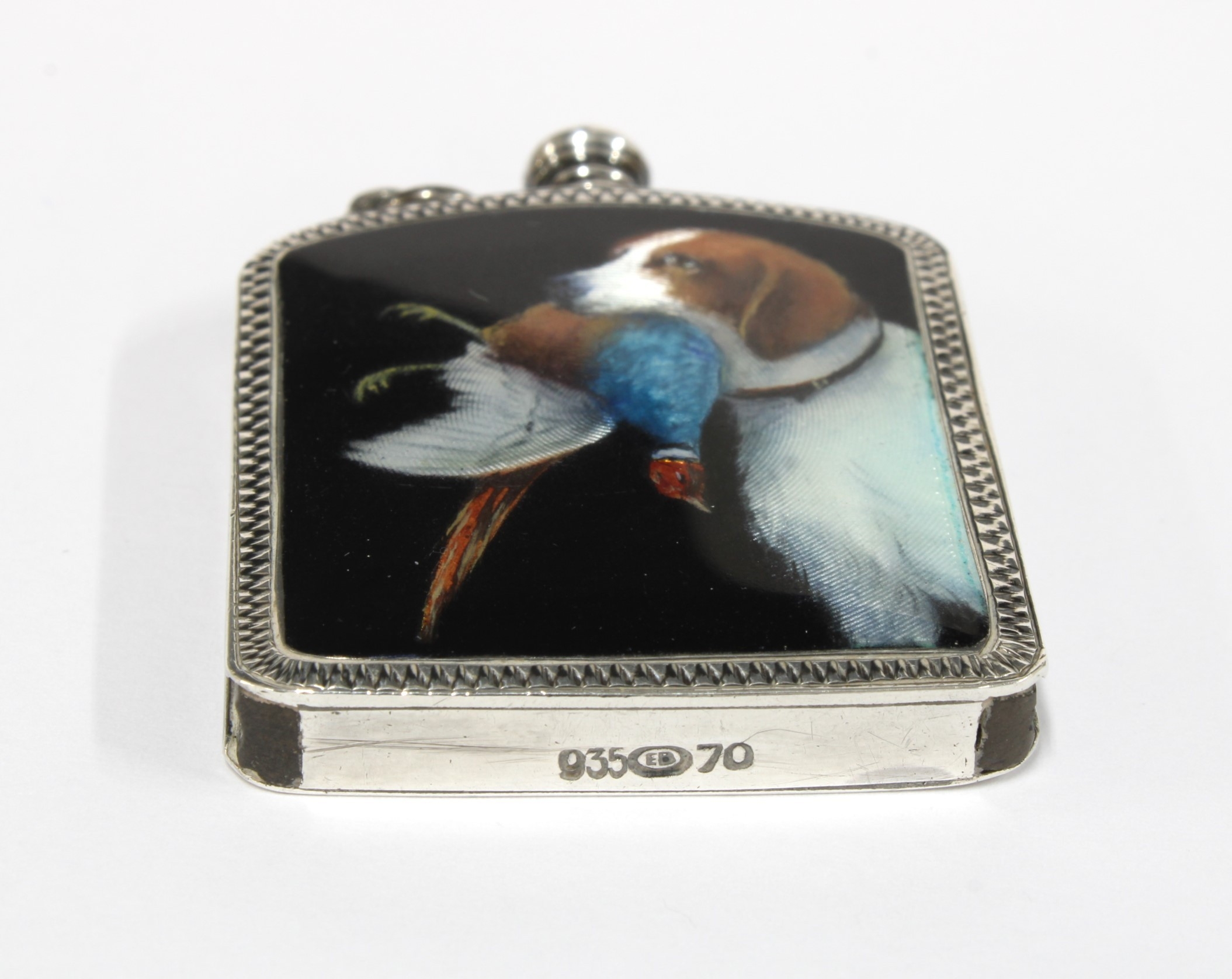 Continental silver and enamel everlasting match striker with guilloche ...
