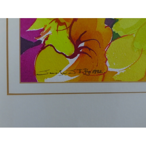 20 - JENNIE TUFFS (BRITISH b. 1943), MARY'S GOLDS, liquid acrylics on paper, signed and framed under glas... 