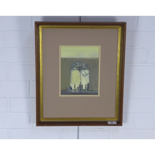 22 - GEOFFREY ROPER (BRITISH 1942-2020), THE BRIDGE, mixed media, framed under glass and labelled verso, ... 
