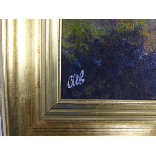 24 - CONTEMPORARY SCHOOL, REMAINS OF THE DAY, oil on canvas, singed with initials, framed, 44 x 33cm