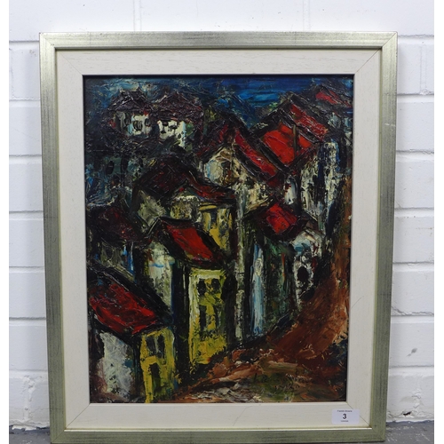 3 - SIR NICHOLAS FAIRBAIRN QC (SCOTTISH 1933-1995), OLD LISBON, oil on board signed and dated 1962, insc... 