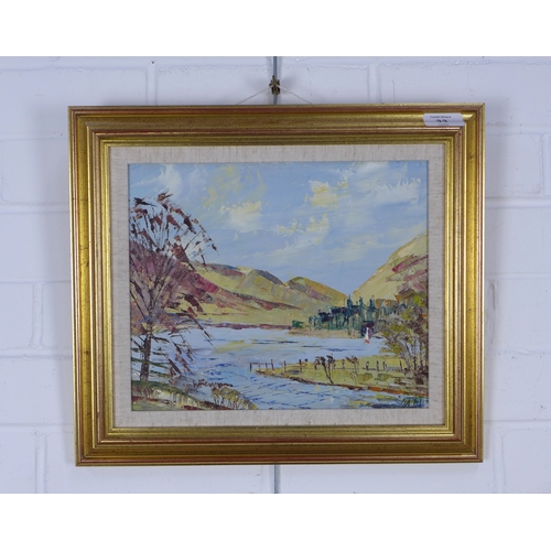 33 - WILLIAM FERGUSON, (SCOTTISH CONTEMPORARY), ST MARY'S LOCH FROM TIBBLE SHIELS, oil on board, signed, ... 