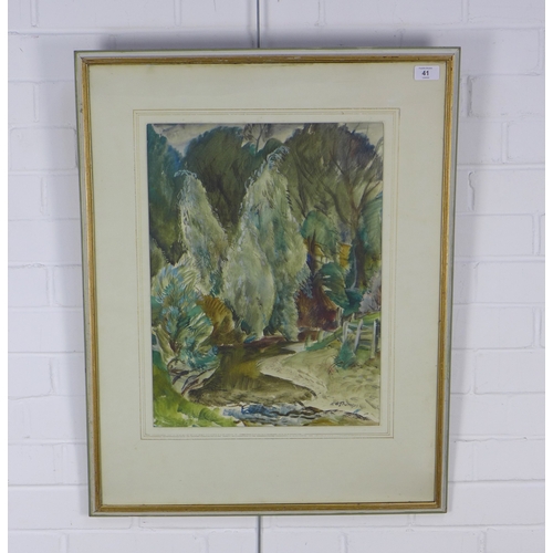 41 - ADAM BRUCE THOMSON, OBE, RSA, PRSW, (SCOTTISH 1885 - 1976), WILLOWS BY ALE WATER, c1930's, watercolo... 