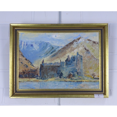 7 - WILLIAM FERGUSON, (SCOTTISH CONTEMPORARY), Untitled oil on board, framed and inscribed verso, 34 x 2... 