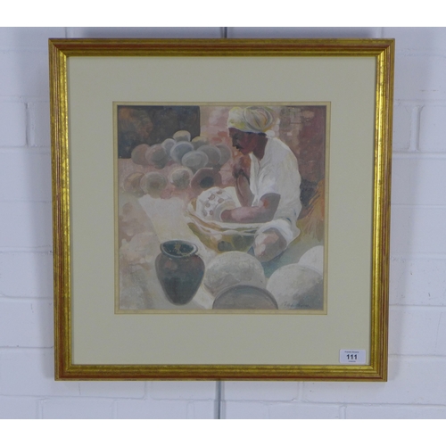 156 - BRENDA LENAGHAN R.S.W. (SCOTTISH 1941-2020), NEPALESE POTTER, oil on panel, signed and framed under ... 