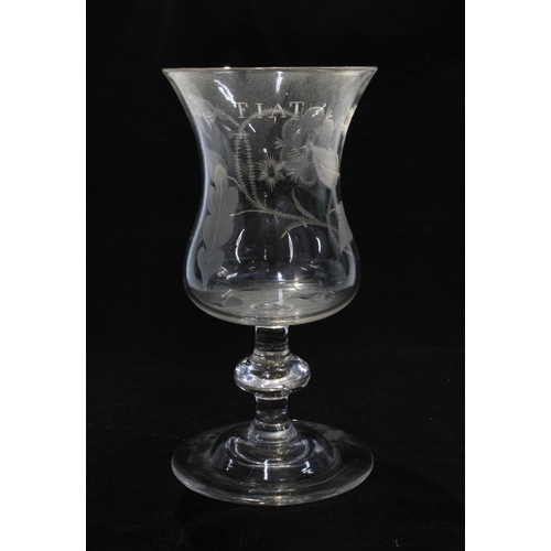 120 - 18th century Scottish Jacobite wine glass engraved with rose stems and 