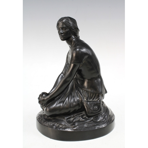 132 - Peter Ipsen pottery figure of Joan of Arc, originally modelled by H.M.A. Chapu, stamped P Ipsen Kjob... 