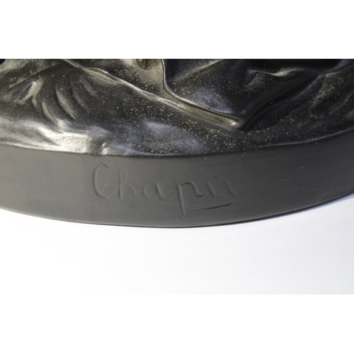 132 - Peter Ipsen pottery figure of Joan of Arc, originally modelled by H.M.A. Chapu, stamped P Ipsen Kjob... 