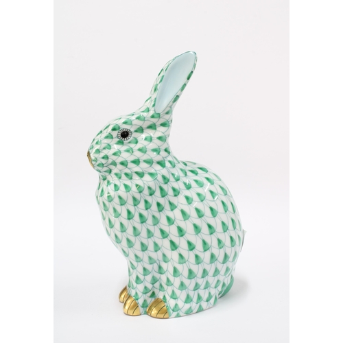 133 - Herend green fishnet rabbit, 13cm