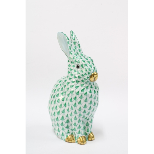 133 - Herend green fishnet rabbit, 13cm