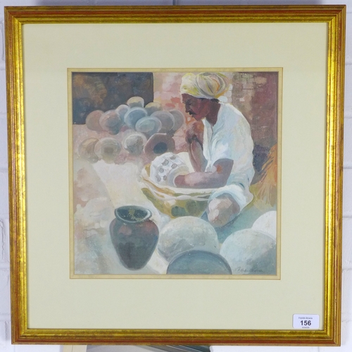 156 - BRENDA LENAGHAN R.S.W. (SCOTTISH 1941-2020), NEPALESE POTTER, oil on panel, signed and framed under ... 