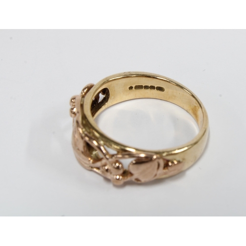 18 - CLOGAU of Wales, a 9ct yellow and rose gold ring with leaf design, with Clogau presentation ring box