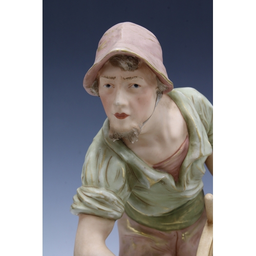 332 - Royal Dux Bohemia helmsman figure No.1836, 47cm, a/f with wheel spoke ends missing.